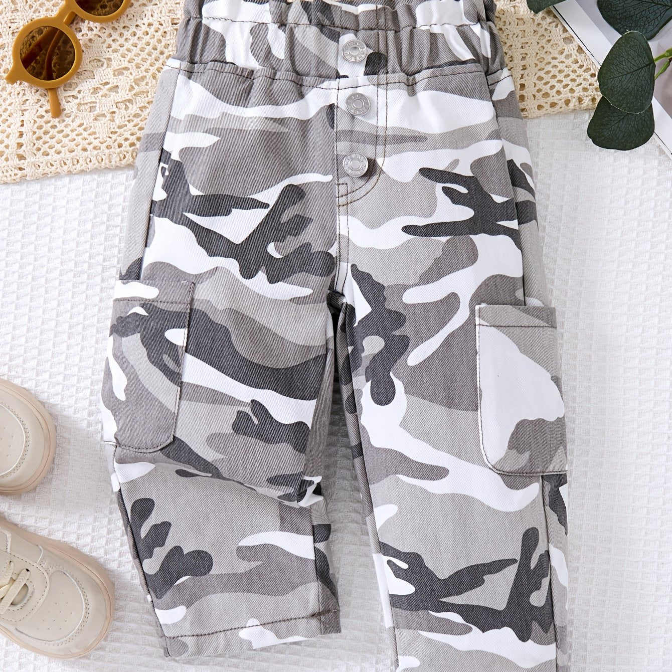 Women's Denim Pants | Loose Fit Camo Jeans with Pockets