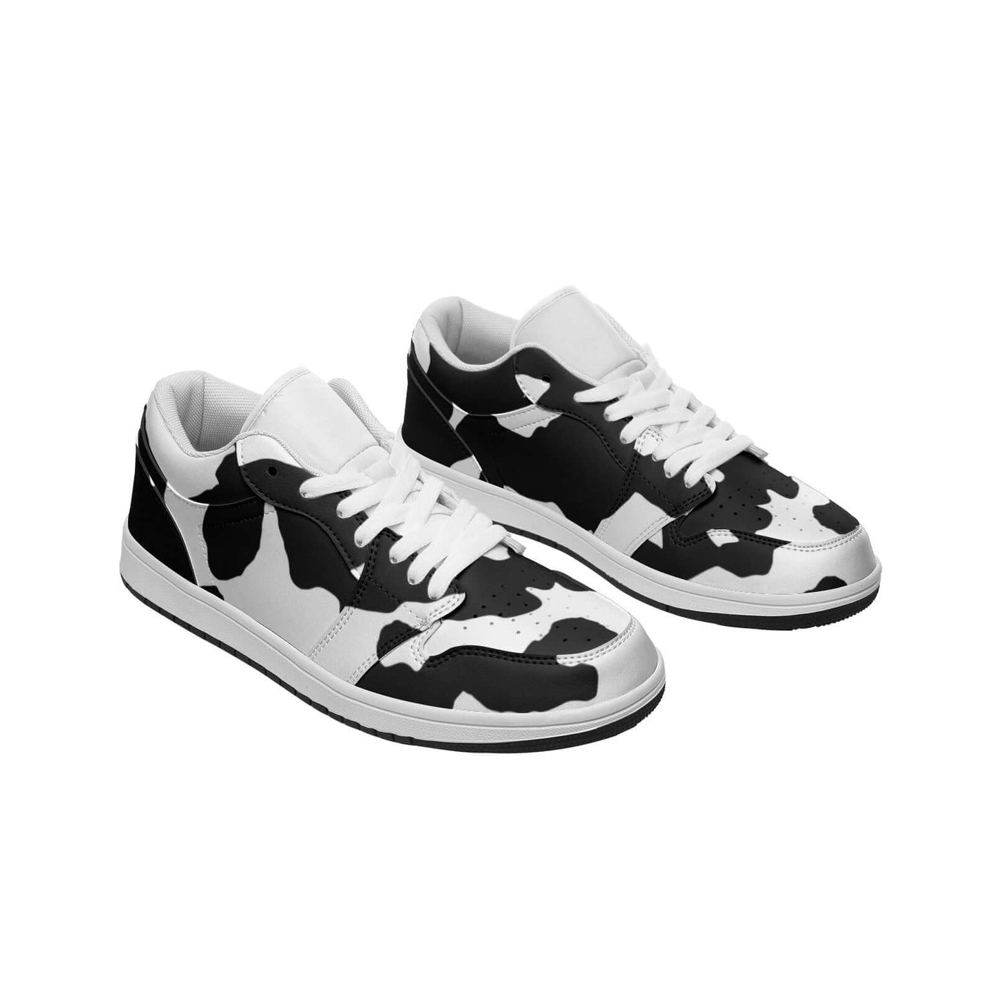 Camo Shoes | Black & White Low Top Leather Sneakers