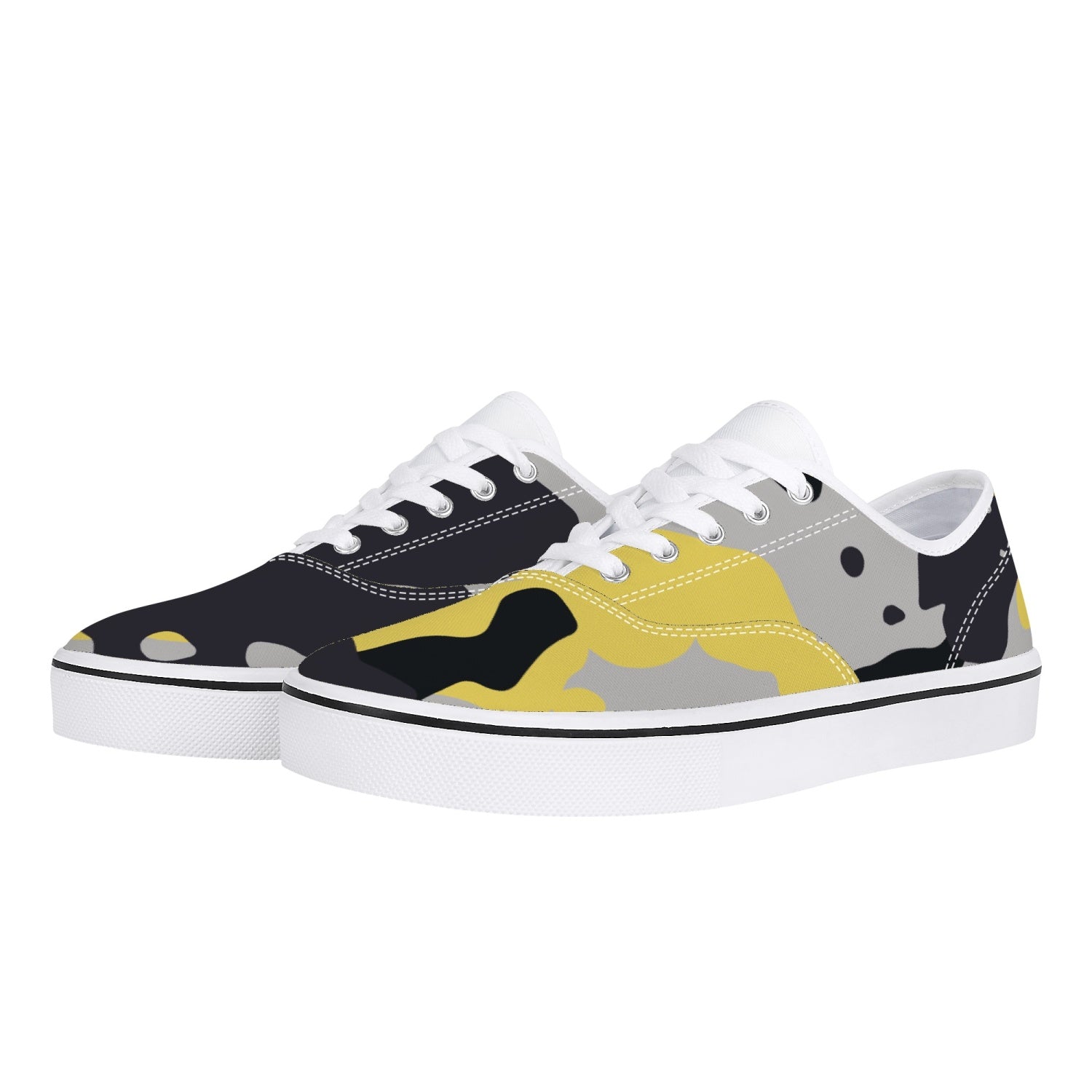 Camo Skate Shoes | Yellow, Black, and Silver Camouflage