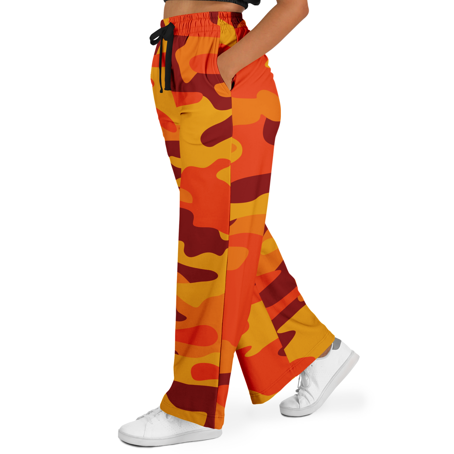 Camo Wide Leg Pants | Orange & Red Camo