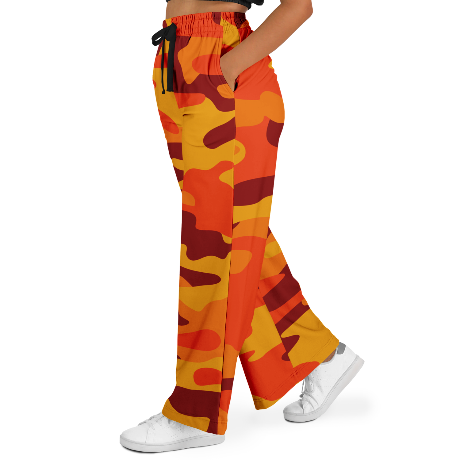 Camo Wide Leg Pants | Orange & Red Camo