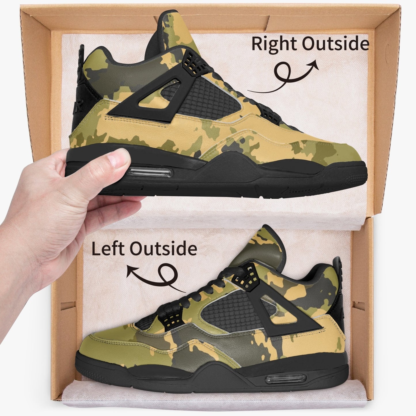 Camo Jordans AJ4 | Desert Green Watercolor Camouflage