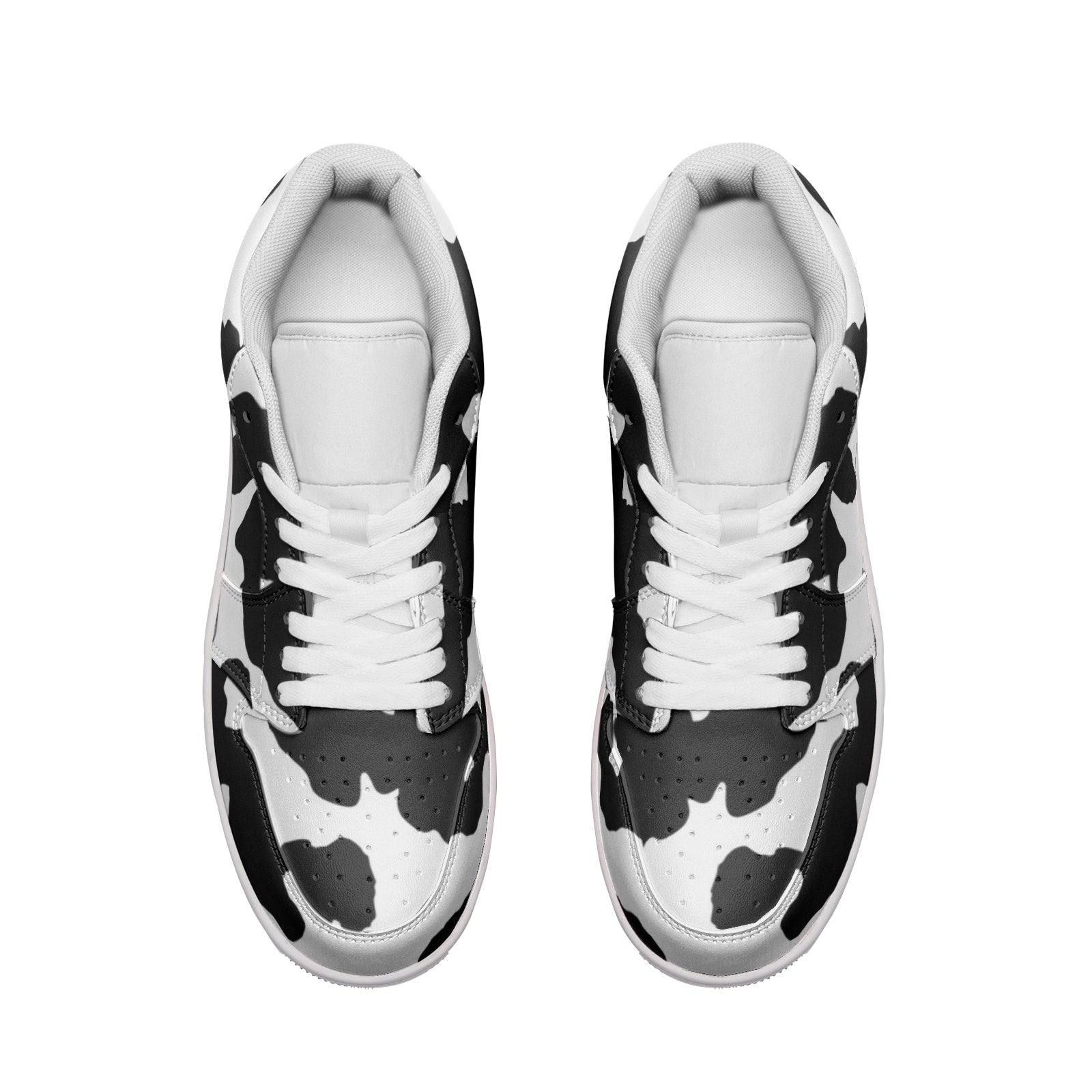 Camo Shoes | Black & White Low Top Leather Sneakers