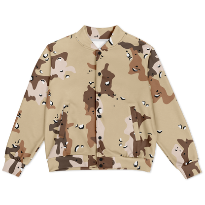 Brown Baseball Jacket in Marines Military Camo Print