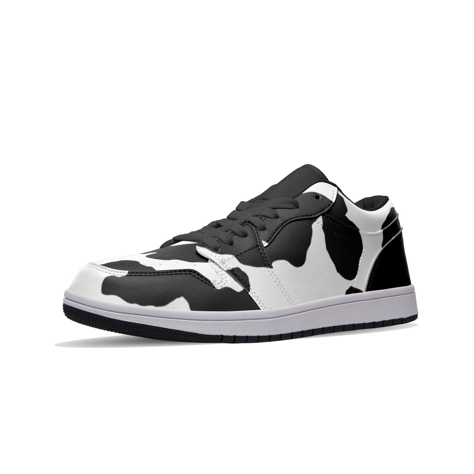 Camo Shoes | Black & White Low Top Leather Sneakers