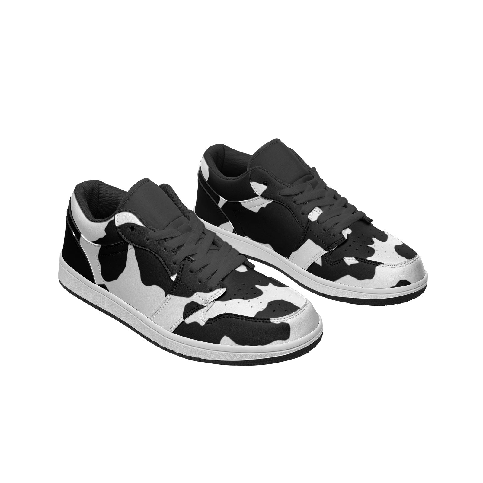 Camo Shoes | Black & White Low Top Leather Sneakers