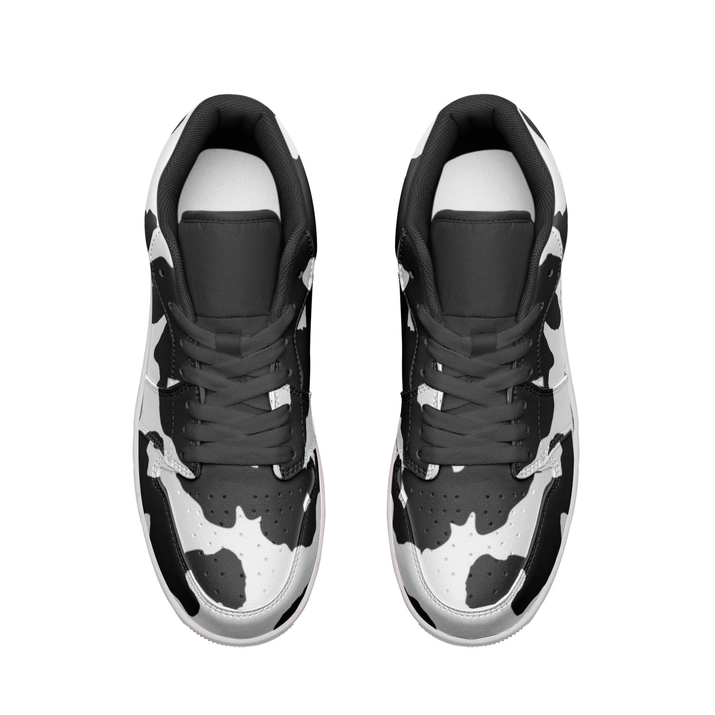 Camo Shoes | Black & White Low Top Leather Sneakers