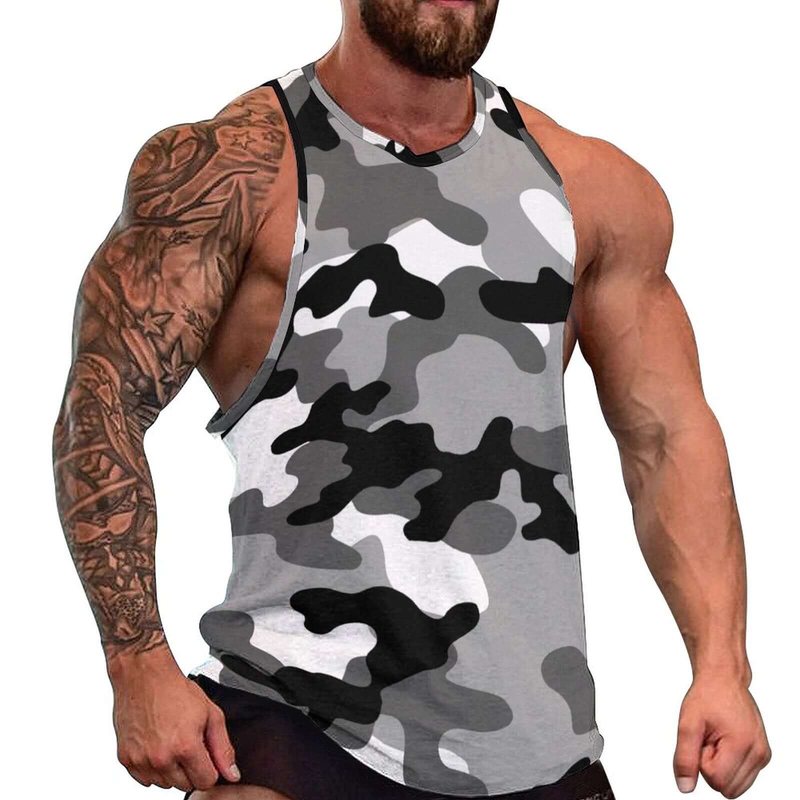 Camo Tank Top | Black, White & Gray Camouflage