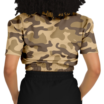 Camo Crop Top Sweatshirt | Khaki Camouflage