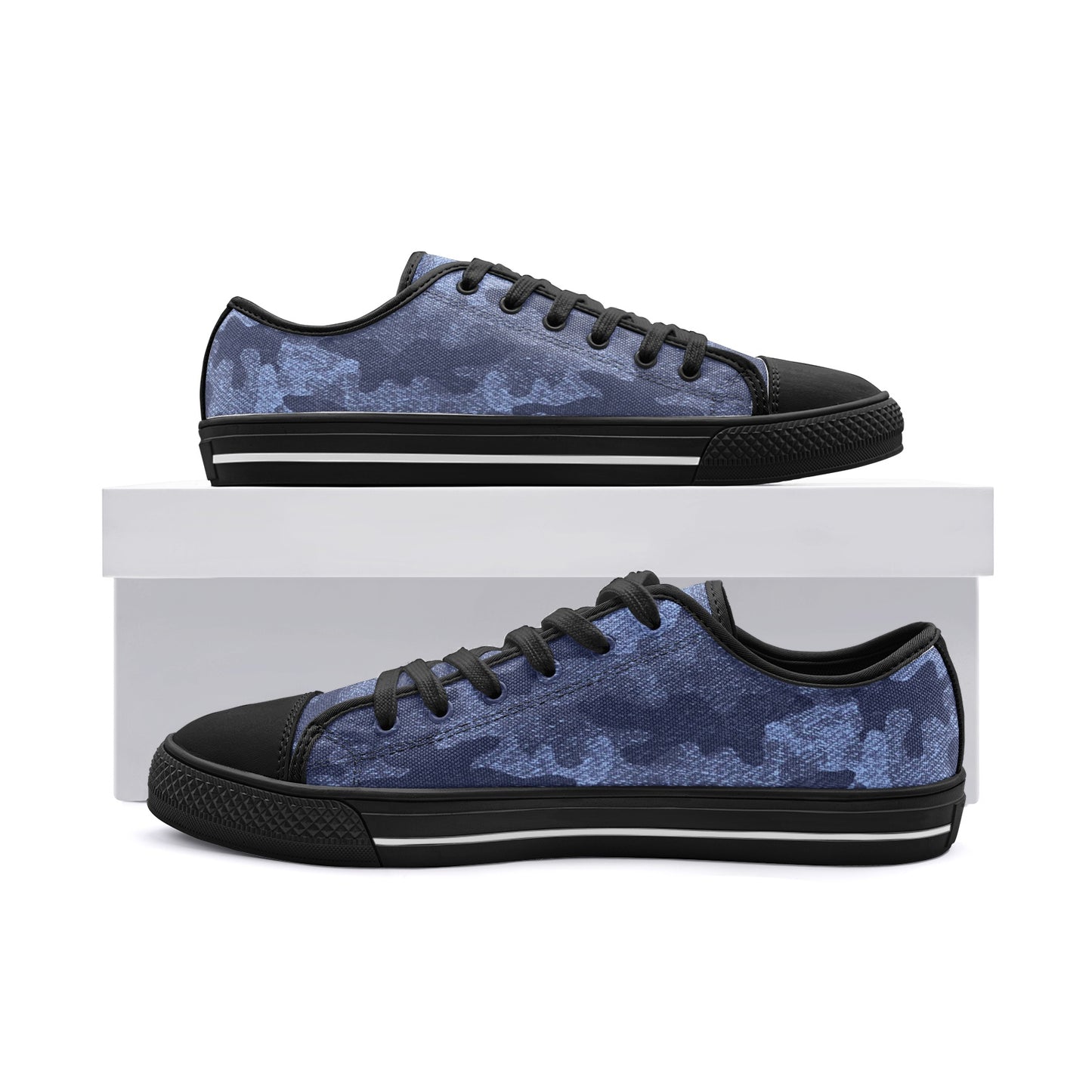 Camo Shoes | Low Top Canvas | Denim Blue Camouflage