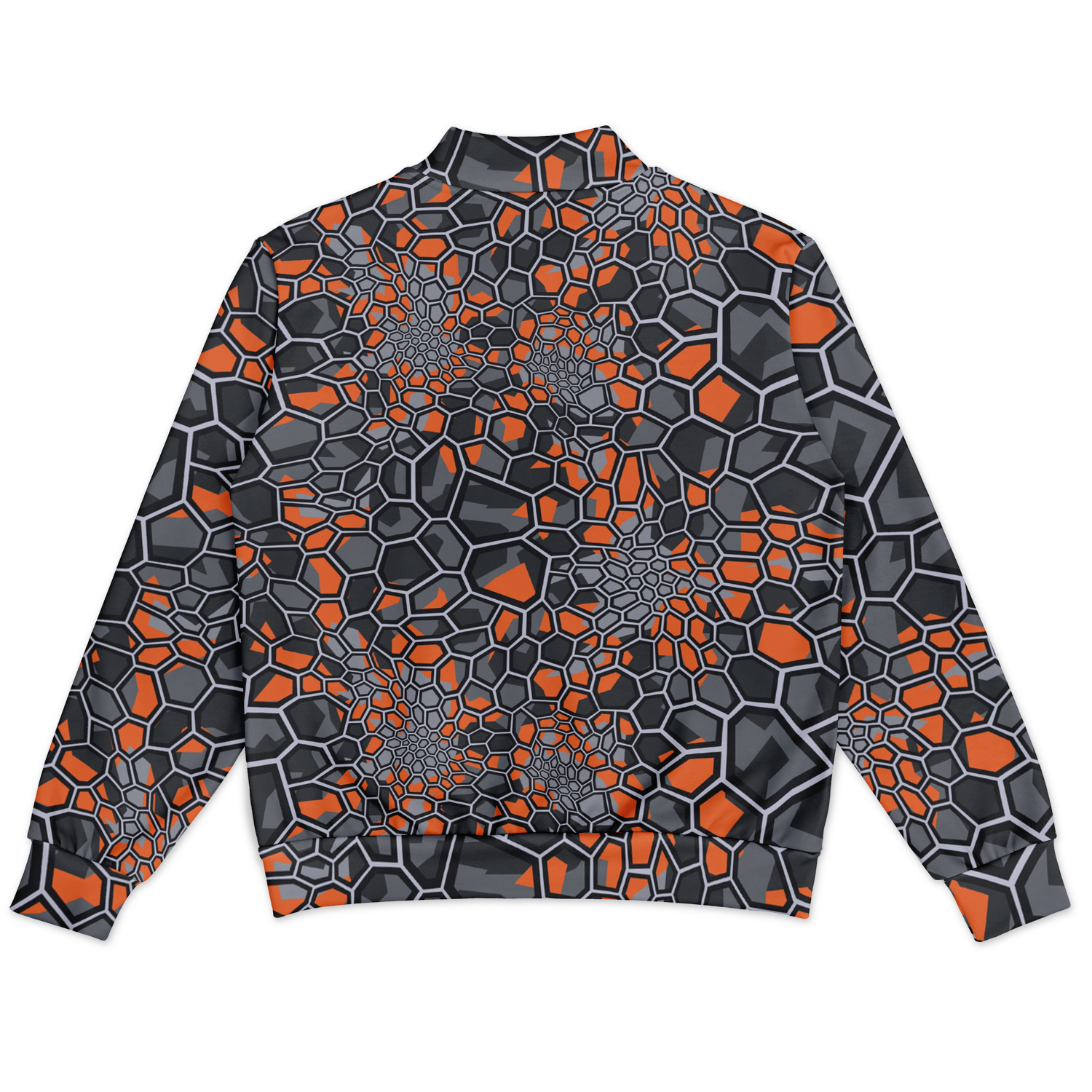 Baseball Jacket | Geometric Camo in Orange, Gray & Black