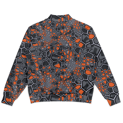 Baseball Jacket | Geometric Camo in Orange, Gray & Black