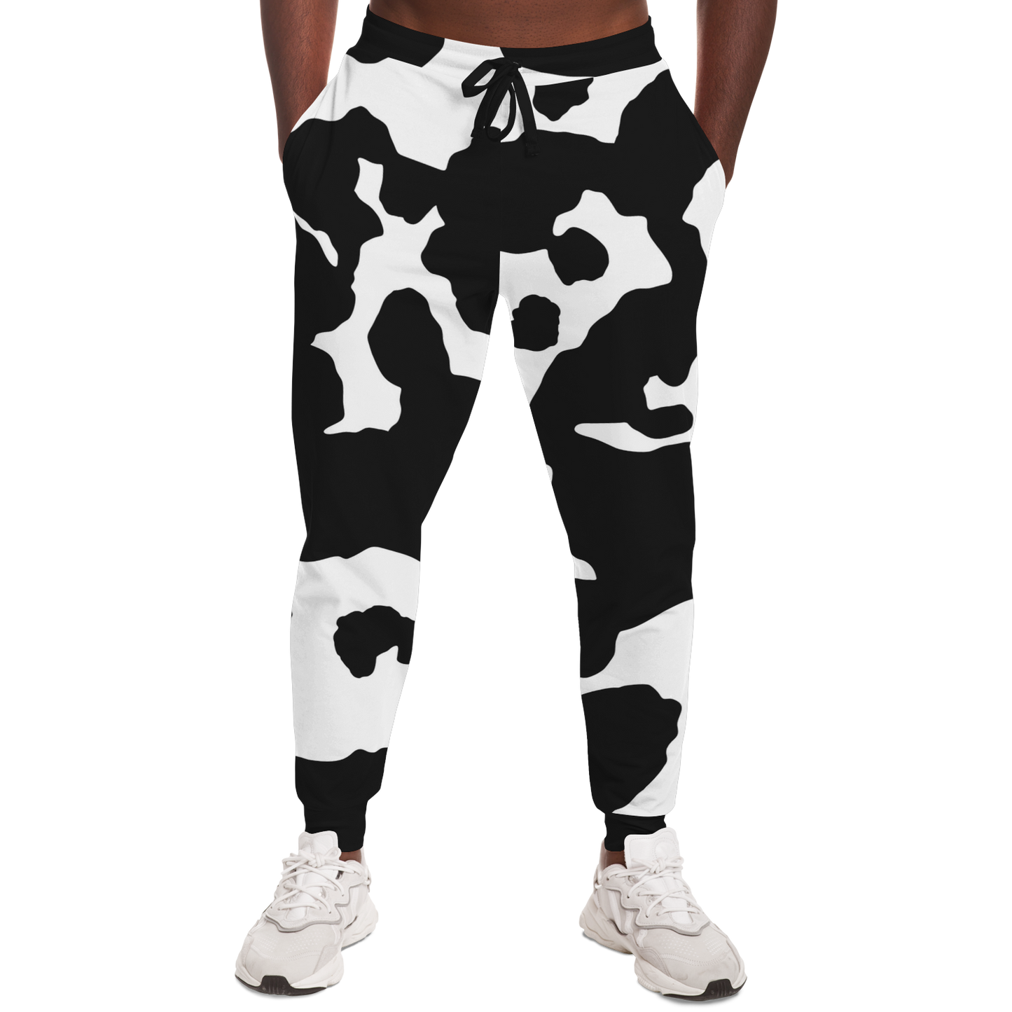 Camo Joggers | Unisex | Black & White Cow Camouflage