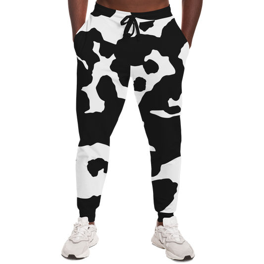 Camo Joggers | Unisex | Black & White Cow Camouflage