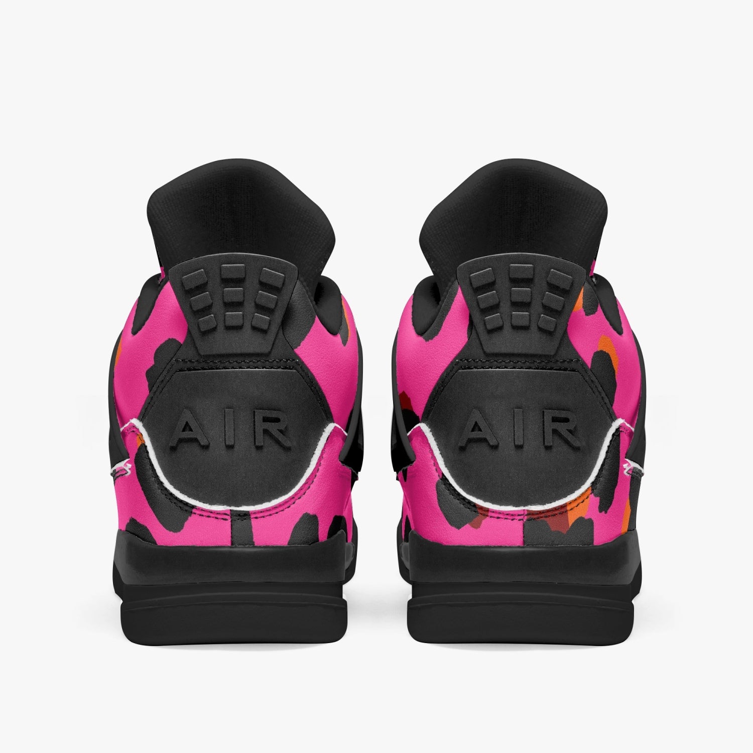 Leopard Jordans AJ4 | Cerise Pink, Orange and Black Pattern