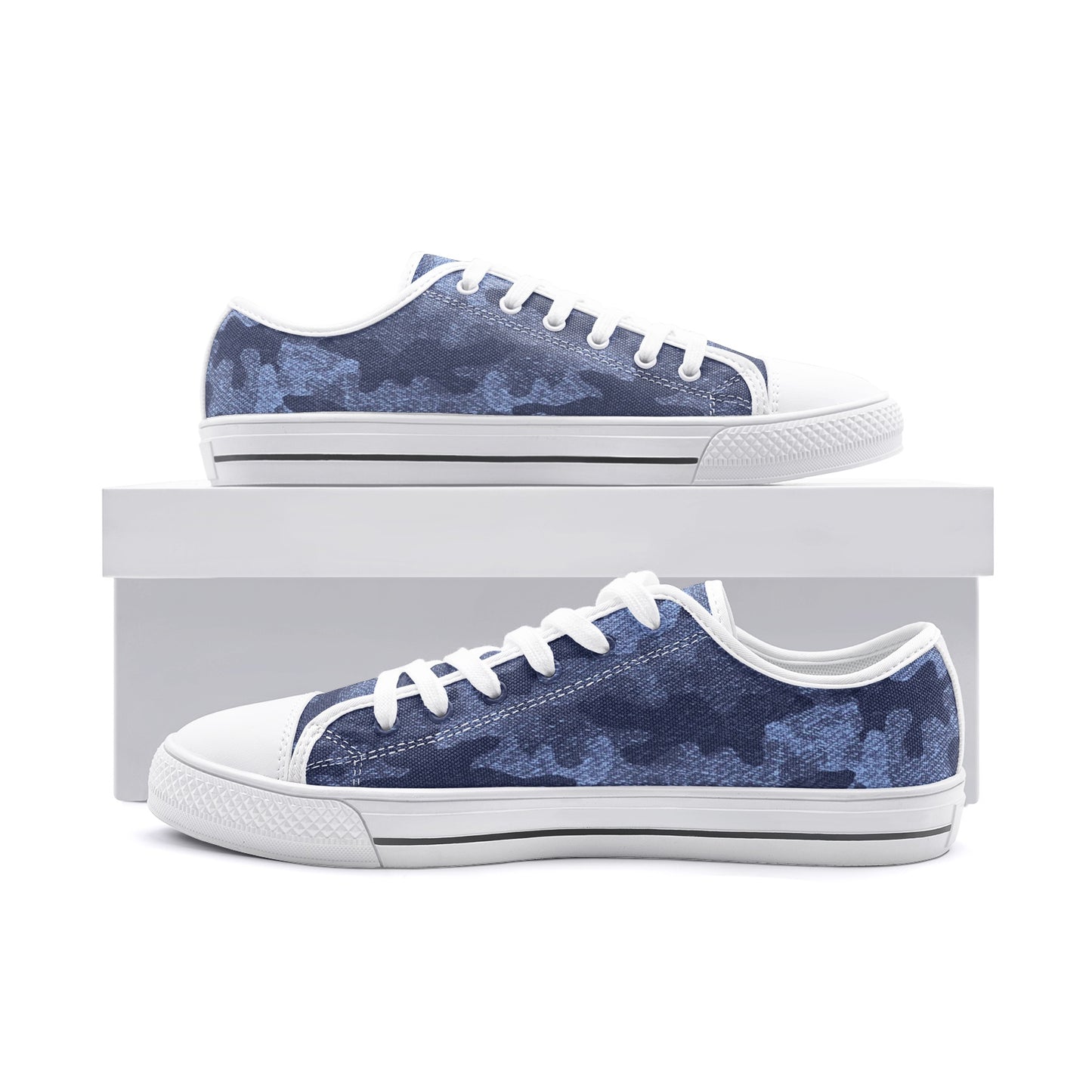 Camo Shoes | Low Top Canvas | Denim Blue Camouflage