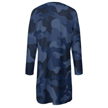 Camo Shirt | Loose Fit Long Sleeves | Deep Blue