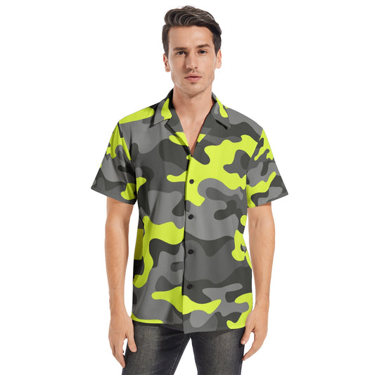 Cotton Camo Shirt For Men | Yellow, Gray & Black Short-Sleeve