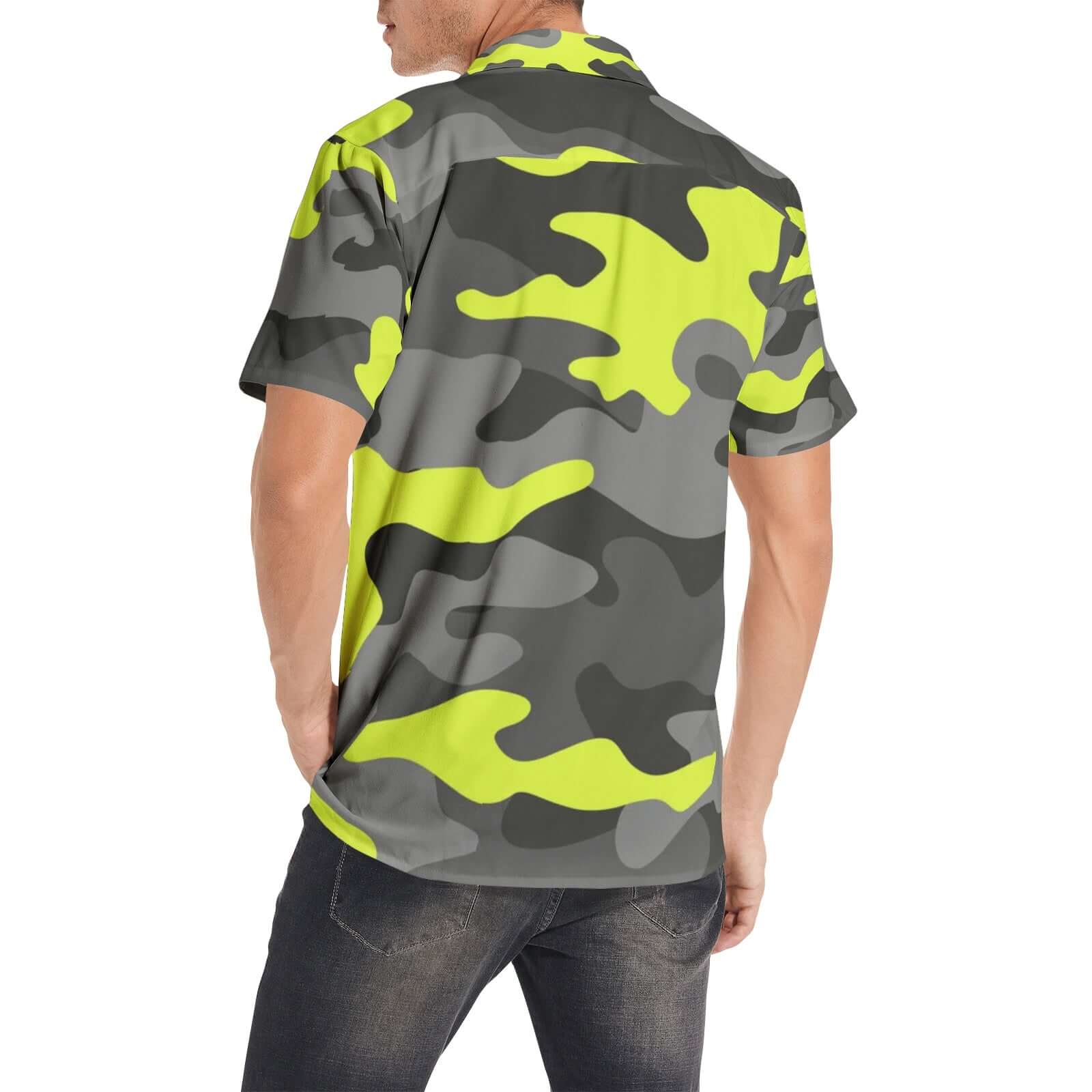 Cotton Camo Shirt For Men | Yellow, Gray & Black Short-Sleeve