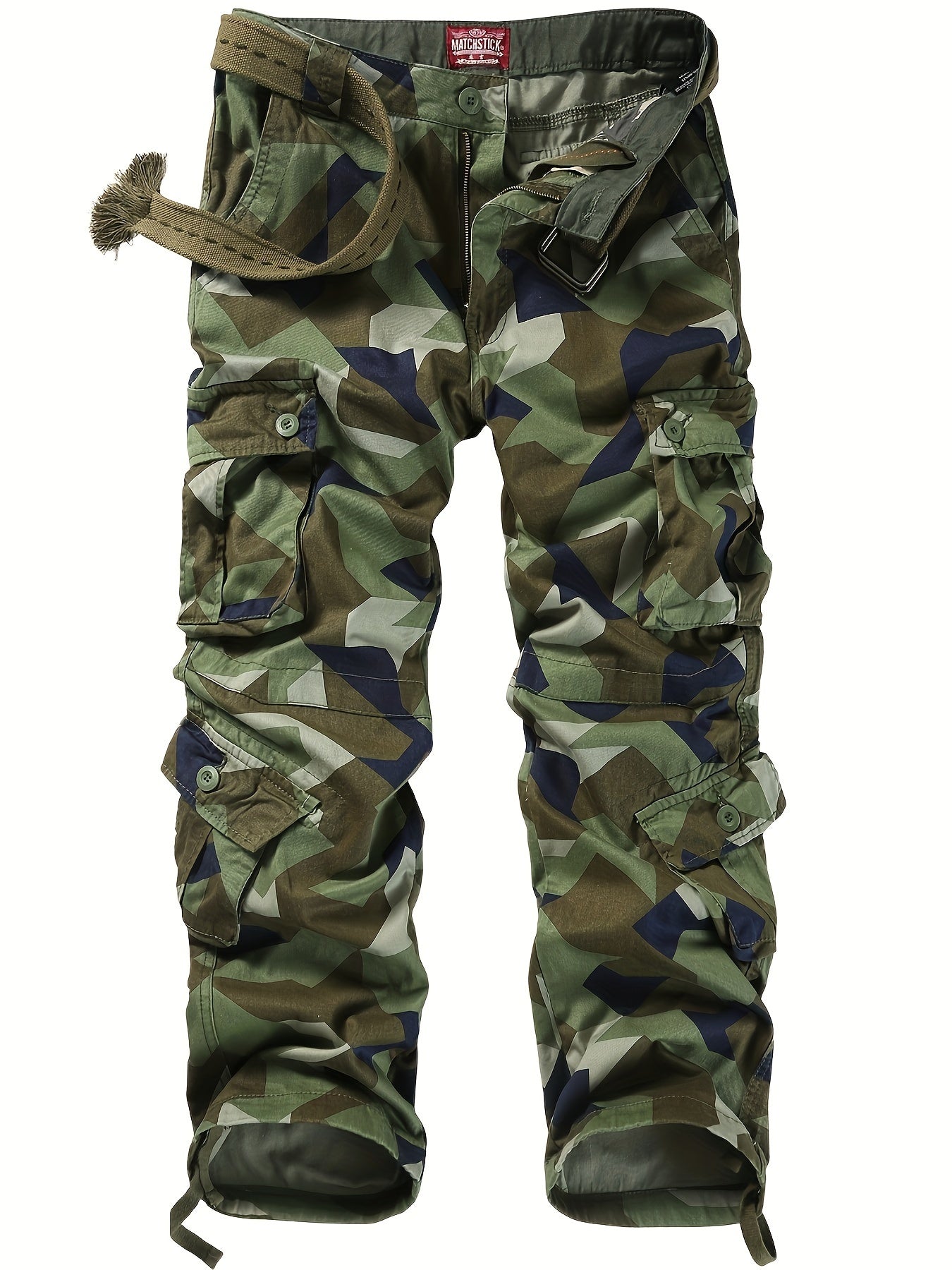 Camo Cargo Pants for Men: Cotton, Casual Fit, Zip & Drawstring Closure