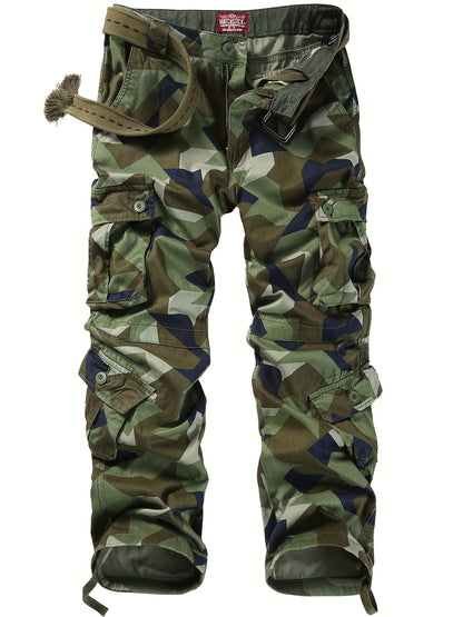 Camo Cargo Pants for Men: Cotton, Casual Fit, Zip & Drawstring Closure