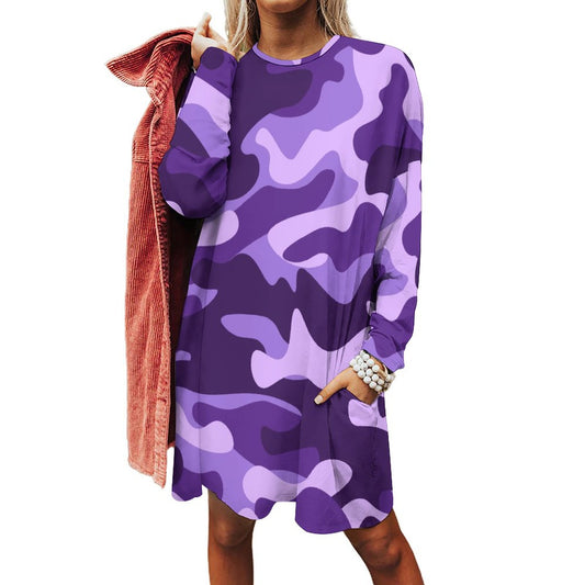 Camo Shirt | Loose Fit Long Sleeves | Purple, Blue, & Mauve