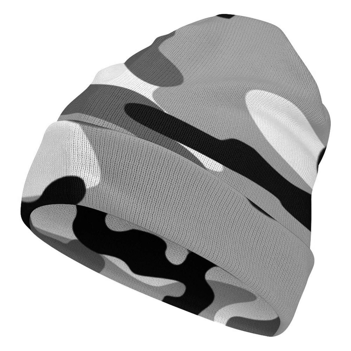 Camo Beanie | Black, White & Gray Camouflage