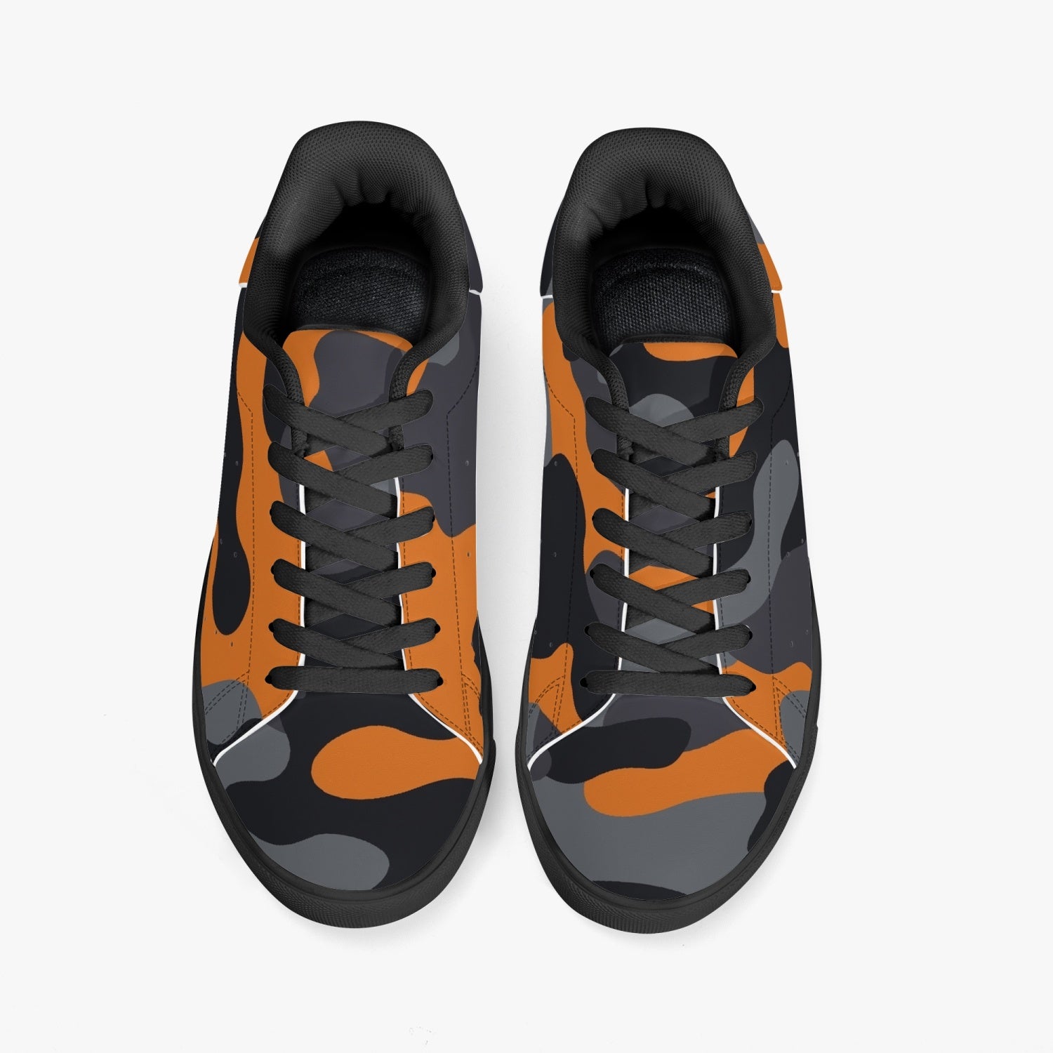 Camo Sneakers | Classic Low-Top | Orange, Black, & Gray