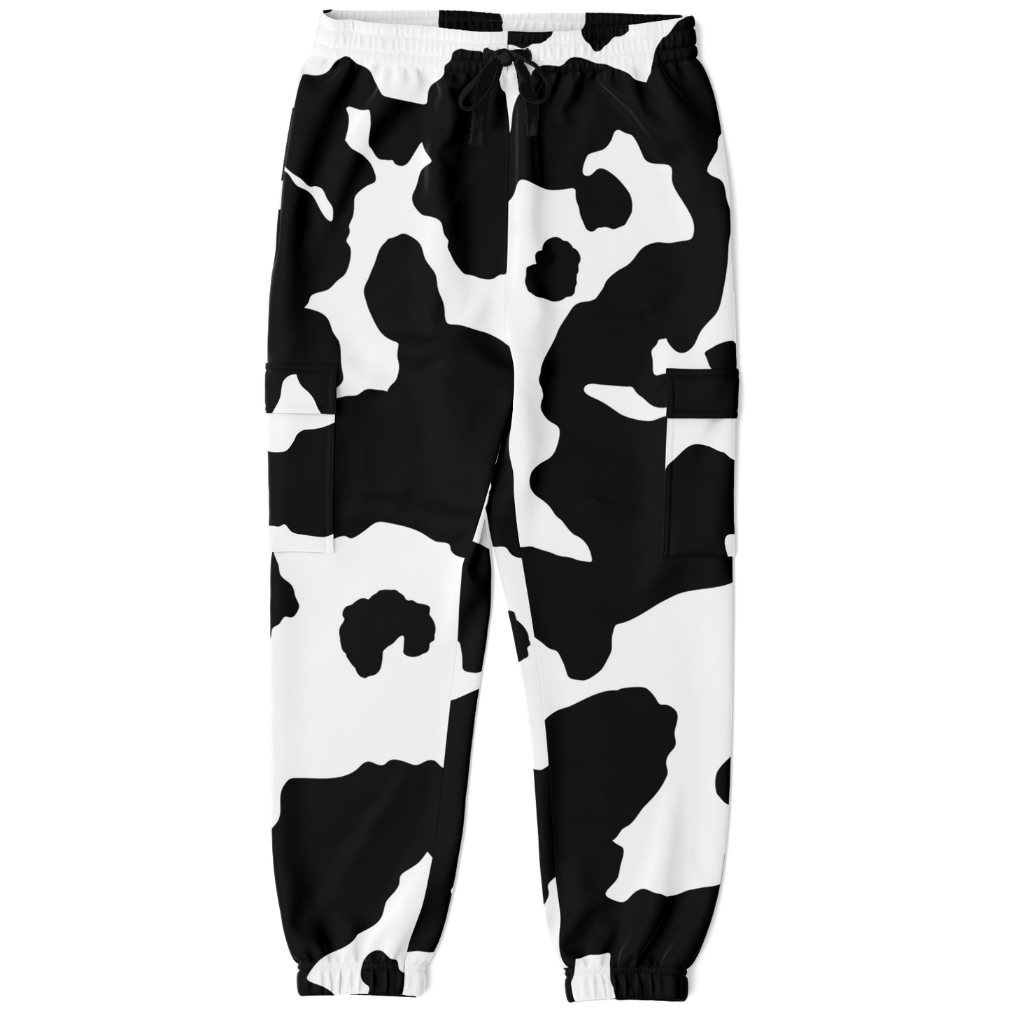 Camo Cargo Pants | Unisex | Black & White Cow Camouflage