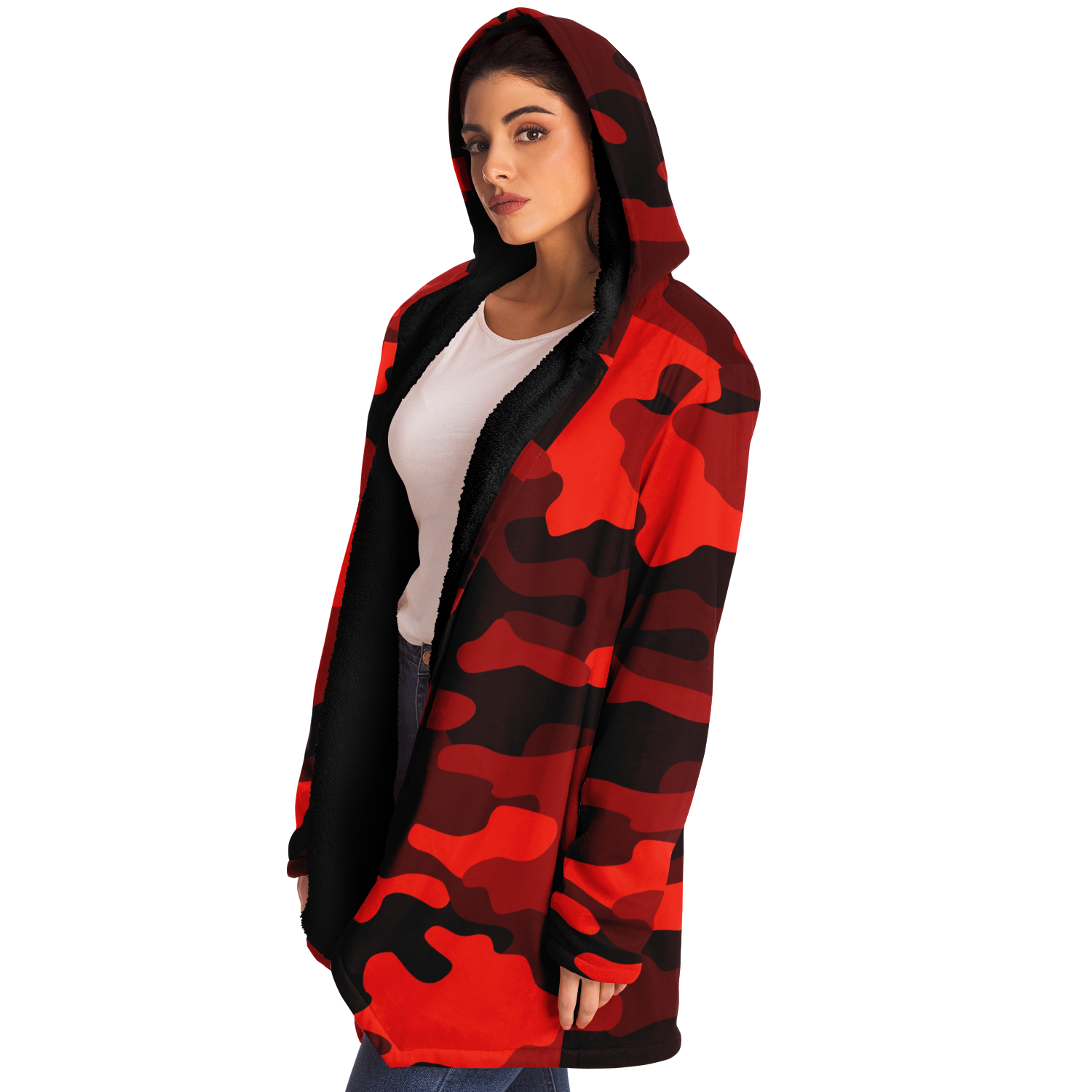 Camo Cloak | Scarlet Red & Black Camouflage | Microfleece