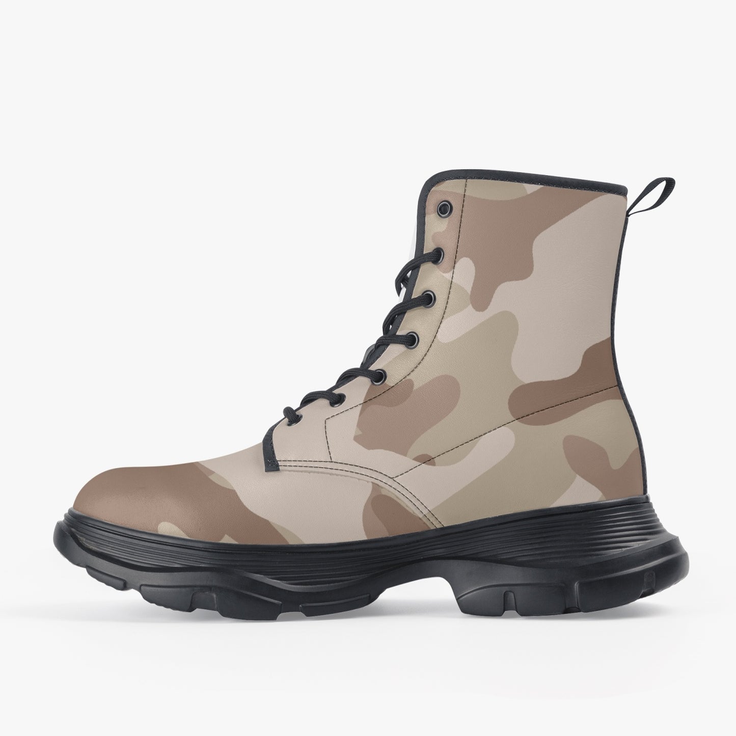 Chunky Boots | Leather in Desert Brown Camouflage