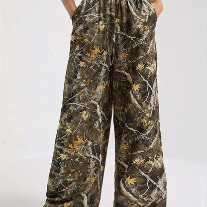 Camo Wide Leg Pants | Causal Slant Pocket Loose Fit