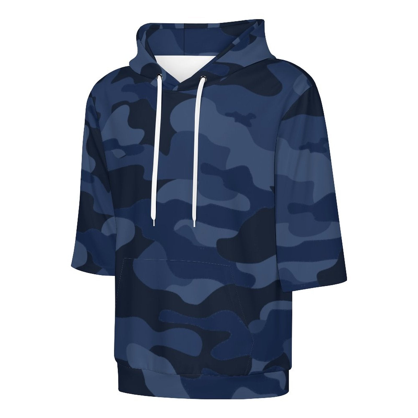 Short Sleeve Hoodie | Deep Blue Camouflage