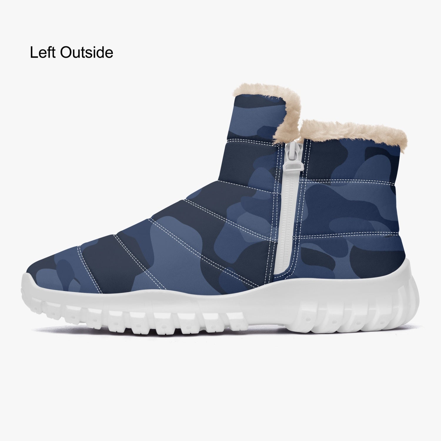 Camo Boots | Cotton-pad Fur Zipper Up | Deep Blue