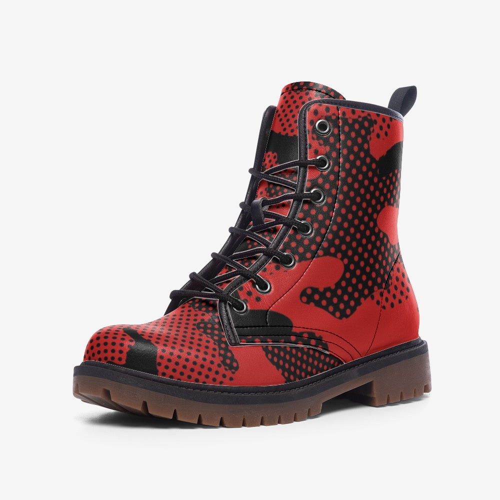 Black & Red Camo Boots | Pixel Camouflage Leather