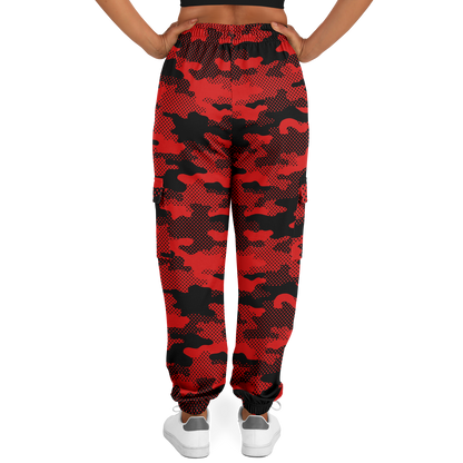 Black & Red Camo Cargo Pants | Pixel Camouflage | Unisex