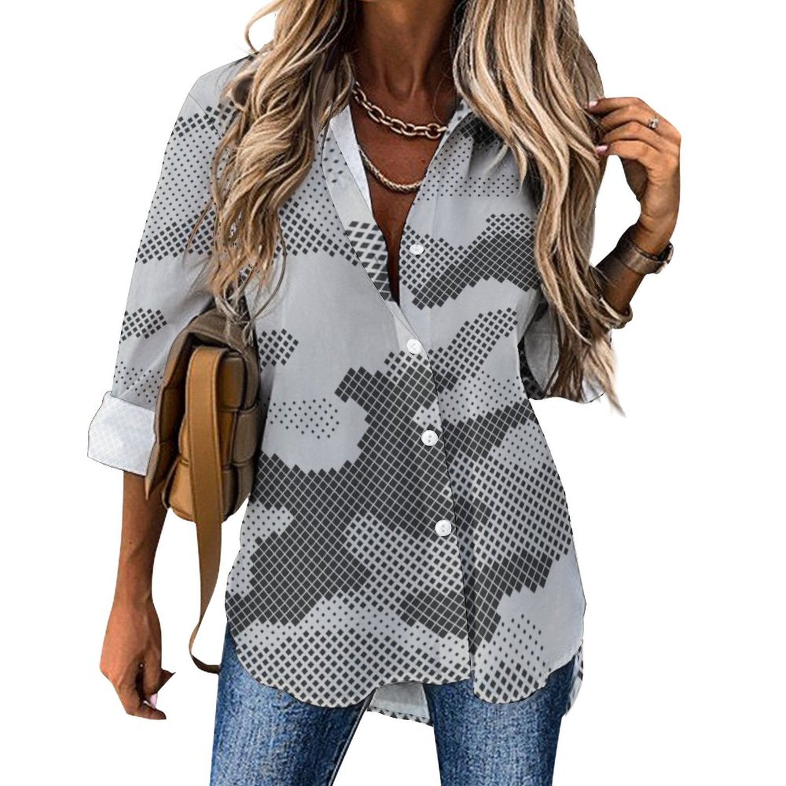 Women's Button-Up Camo Shirt | Gray Digital