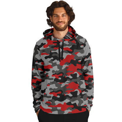 Red Camo Hoodie | Black and Gray Pixel Camouflage