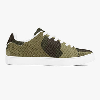 Camo Sneakers | Classic Low-Top Leather | Green Fabric