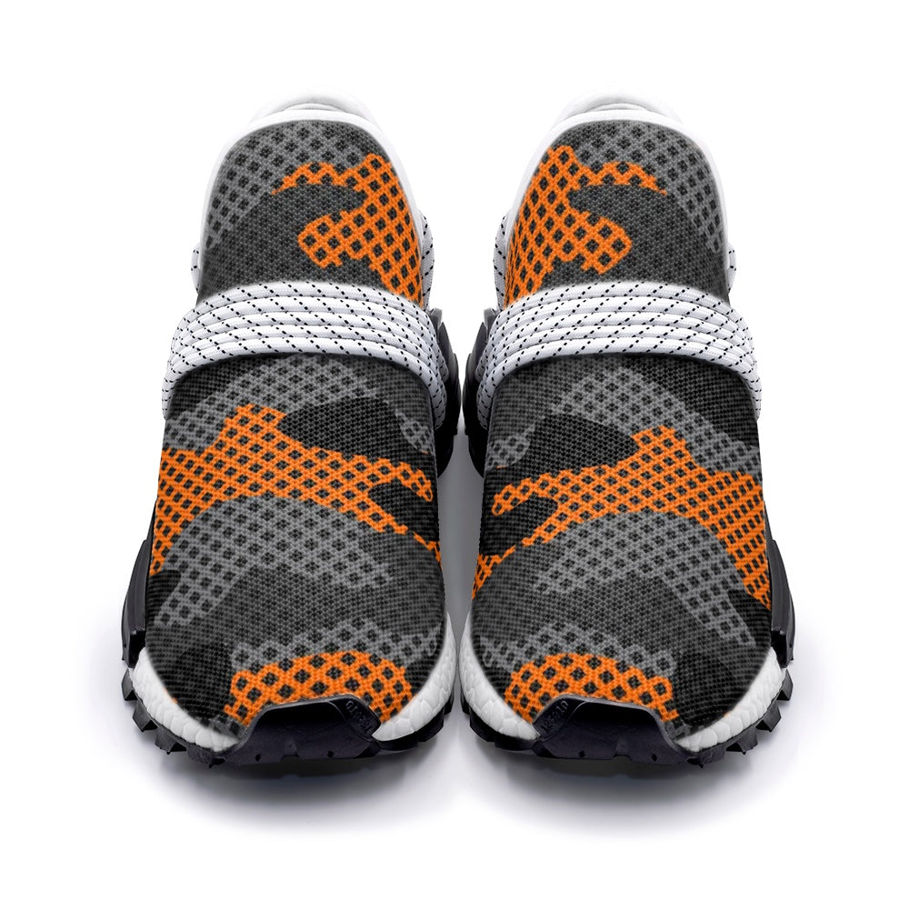 Lightweight Camo Sneakers | Orange and Black Pixel