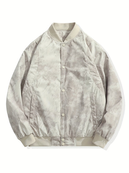 Vintage White Camo Jacket | Baseball Collar Long Sleeve Coat