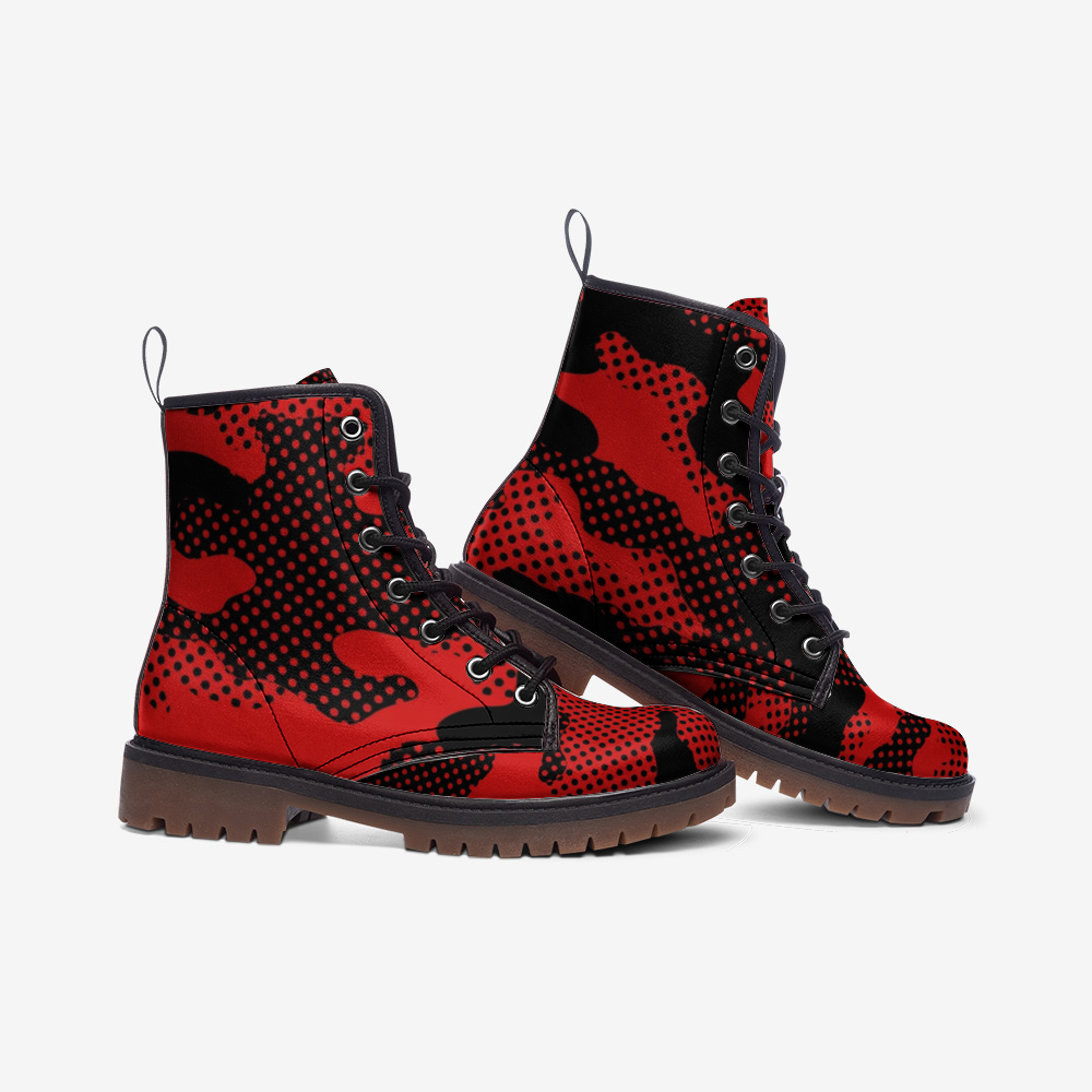 Black & Red Camo Boots | Pixel Camouflage Leather