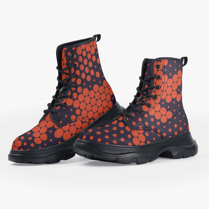 Chunky Boots | Leather in Orange & Blue Digital Camouflage