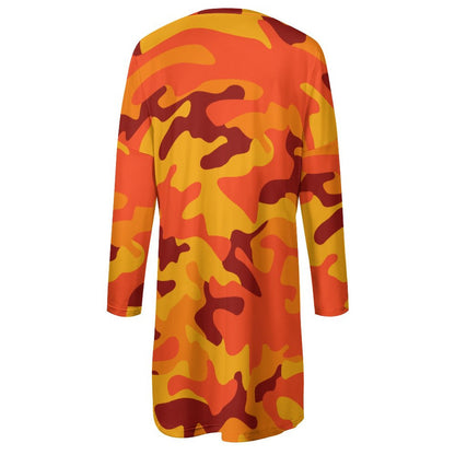 Camo Shirt | Loose Fit Long Sleeves | Orange & Red