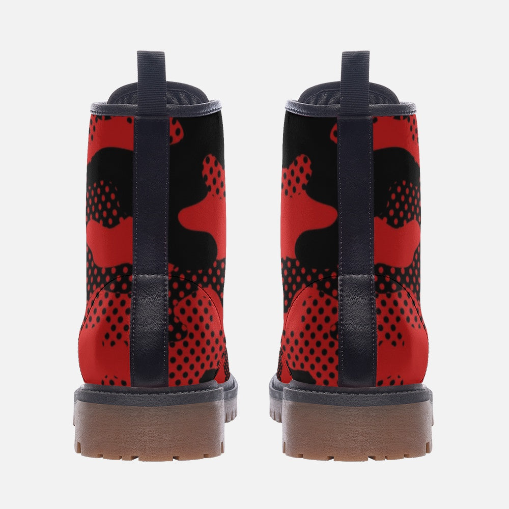 Black & Red Camo Boots | Pixel Camouflage Leather