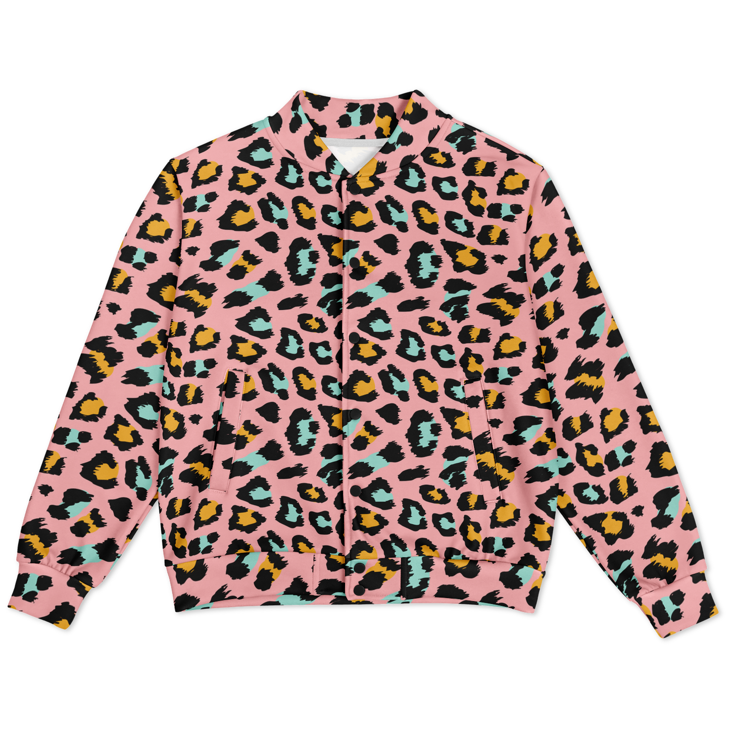 Pink Panther Baseball Jacket | Leopard Print in Black & Yellow