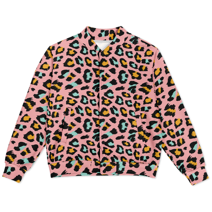 Pink Panther Baseball Jacket | Leopard Print in Black & Yellow