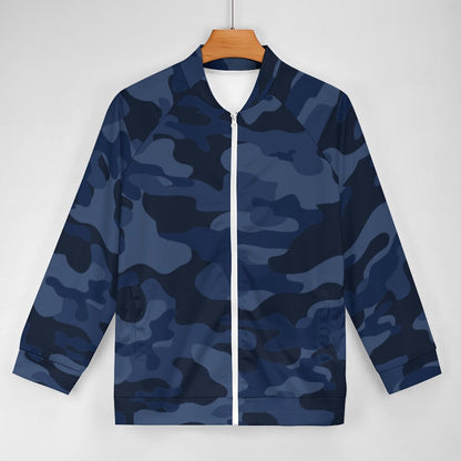 Camo Shirt | Raglan Zip-up | Deep Blue