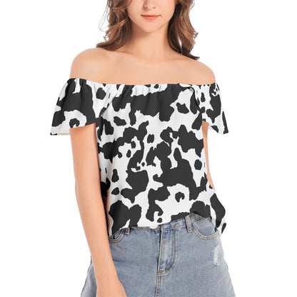 Off The Shoulder Camo Top | Black and White Camouflage