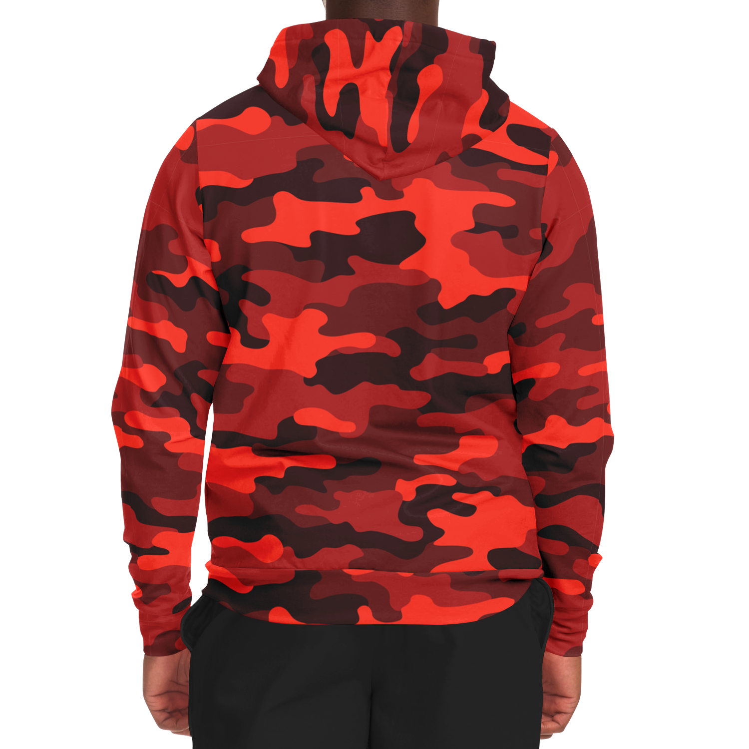 Zip-Up Hoodie | Scarlet Red & Black Camouflage